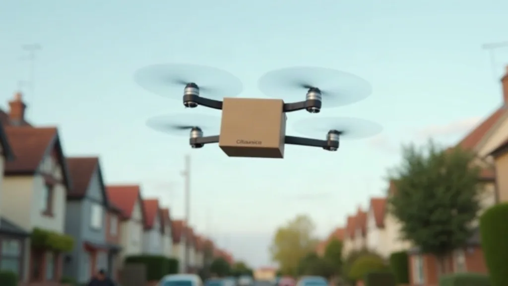 Editorial illustration for: Amazon plans to expand drone deliveries to nearly 500 cities