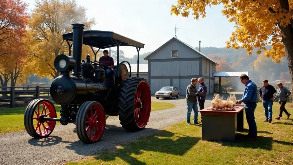 Editorial illustration for: Croghan Depot Museum plans steam tractor show and chicken barbecue