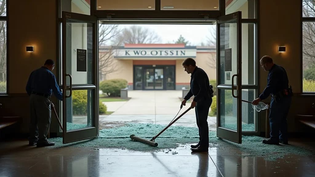 Editorial illustration for: Flower Memorial Library vandalized overnight, city says
