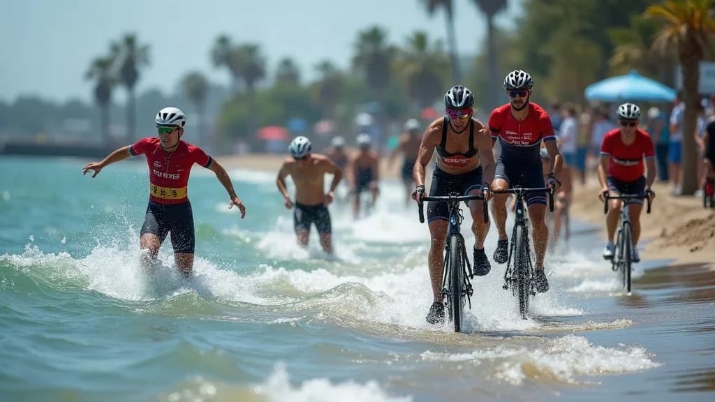 Editorial illustration for: Potsdam Tri-Beach Triathlon draws competitors for swim, bike and run