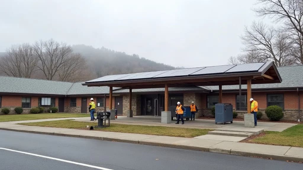 Editorial illustration for: Solar-Powered Bus Shelter Proposed at Massena Public Library