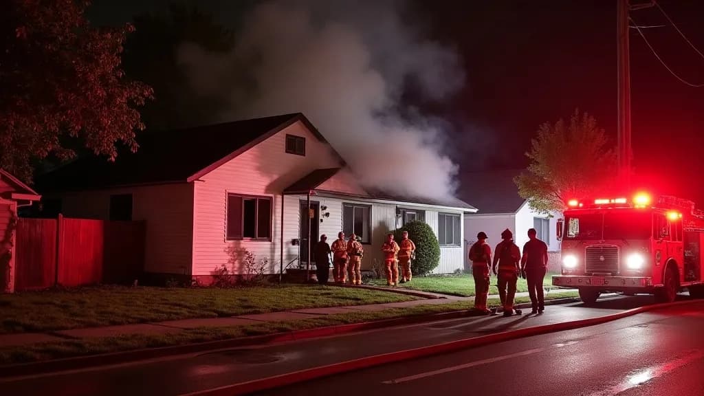 Editorial illustration for: Three people escape Ogdensburg house fire; cause under investigation