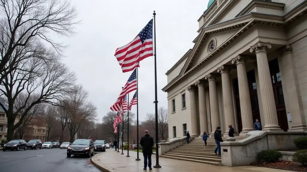 Editorial illustration for: Watertown flags to be lowered Wednesday for former mayor